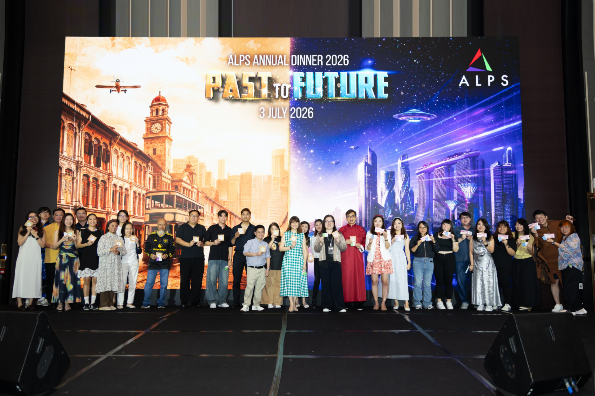 Photo of 30 ALPS staff taken at ALPS Anniversary Dinner